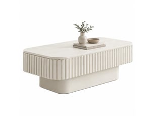 Table basse rectangulaire coloris beige <strong>CHICFURN</strong> <strong></strong> - 60 cmx98 cm