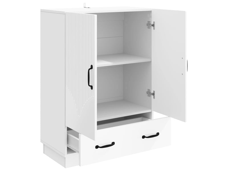  Buffet - bahut - meuble de rangement blanc brillant 66 x 34,5 x 92 cm bois d'ingénierie  - Conforama D