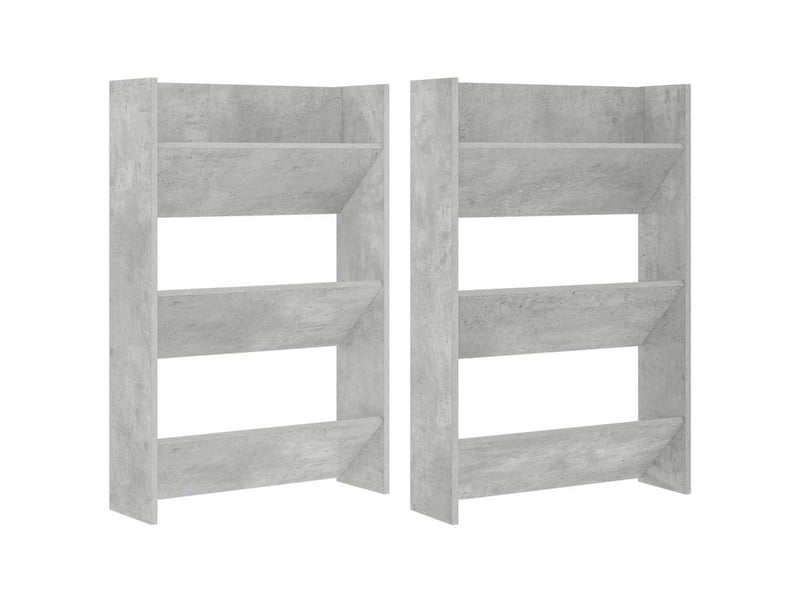  Armoires à chaussures murales 2 pcs gris béton 60x18x90 cm  - Conforama A