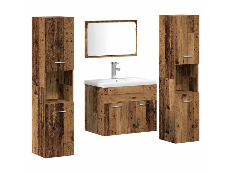  Ensemble de mobilier de salle de bain 4 pièces bois ancien cf64537  - Conforama A