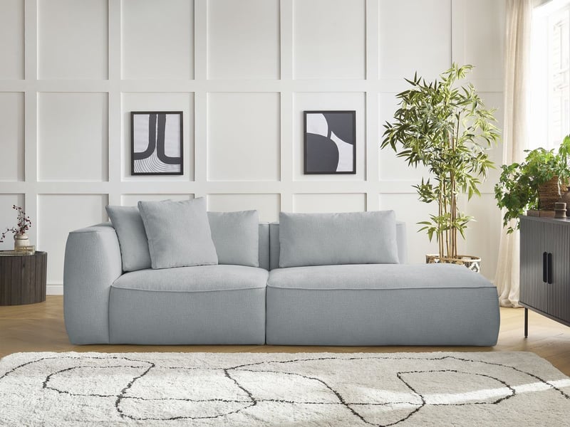  Bobochic canapé droit fixe 3 places leopold tissu texturé gris clair  accoudoir gauche LEOPOLD - Conforama C