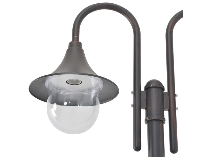 Lampadaire de jardin e27 220 cm aluminium 2 lanternes bronze marron 02_0042539  - Conforama B