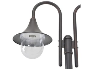 Lampadaire de jardin e27 220 cm aluminium 2 lanternes bronze marron 02_0042539