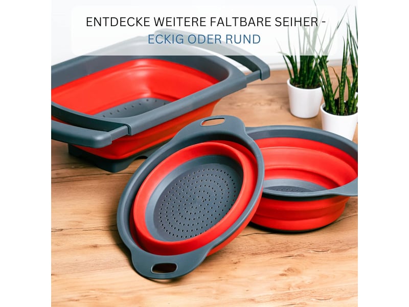  1 passoire pliable avec système de suspension, diamètre intérieur: 20 cm, plastique, mini, rougeanthracite GTR02102 - Conforama E