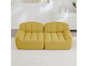 Canapé 2 places modulaire 210x104x79 cm, sans montage, polaire granuleux, assise profonde, tissu, jaune