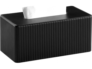 Housse de boîte à mouchoirs en cuir rayé pour salle de bain, chambre, salon, bureau - 1 pièce, noir, 25 × 13,5 × 11 cm