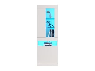 Vitrine coloris blanc 2 étagère(s) OKMYHOME - 50 cmx180 cm