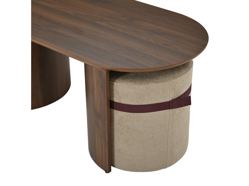  Table basse avec 2 poufs - ensemble 3 pièces- table ovale et poufs ronds - salon  - Conforama W