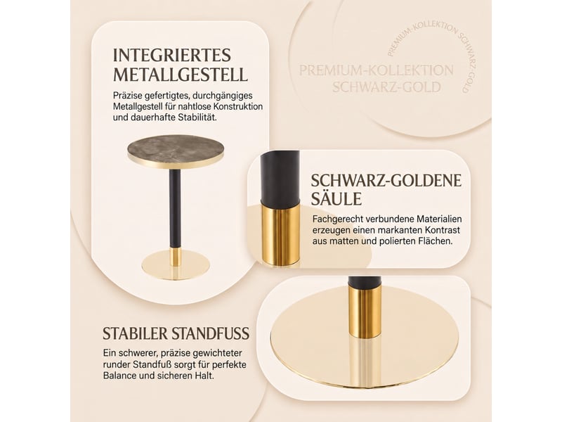 Table d’appoint ronde, plateau effet marbre et pied central - lpospi - mdf métal gris, ø60 × h73,7 cm - Conforama E