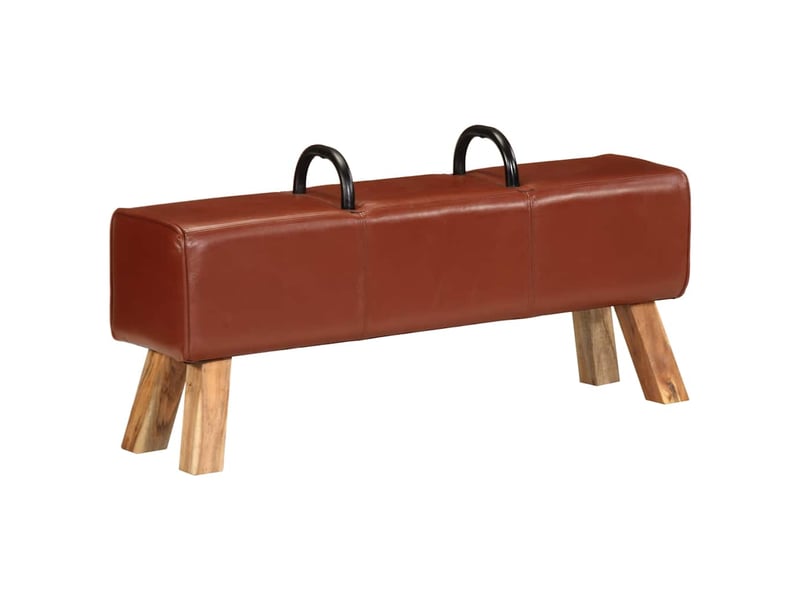  Banc d'entrée, banc d'intérieur de gymnastique marron 110 cm cuir véritable  - Conforama B