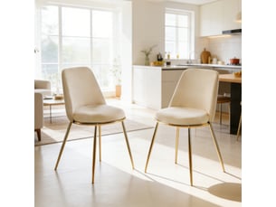 Lot de 2 chaises de salle à manger,53x47x82 cm,velours,blanc crème