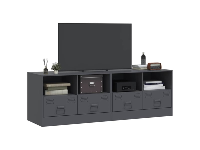  Lot de 2 meuble tv bas salon anthracite 67x39x44 cm acier shl5023  - Conforama C