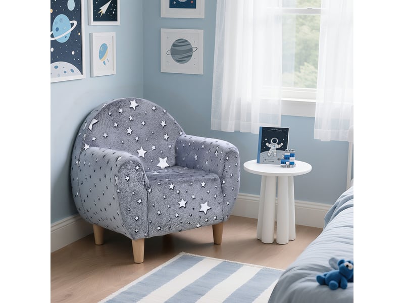  Fauteuil de salon, fauteuil enfants, canapé pour enfants, velours, 55x40x55cm, gris  - Conforama D