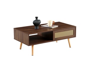 Table basse rectangulaire coloris bois foncé STILVORA  - 55 cmx105 cm