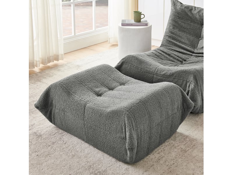  Fauteuil relax 100x90x70 cm avec repose-pieds gris  - Conforama D