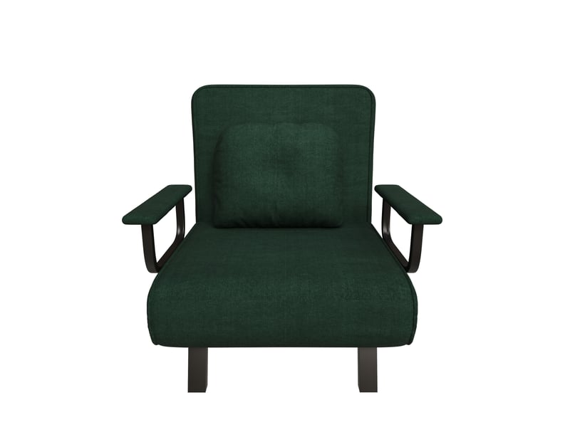  Fauteuil relaxinclinable 60x60x80 cm, tissu en chenille, vert foncé, dossier 5 positions, structure en métal, angle 180°  - Conforama A