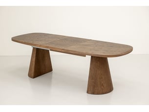 Bobochic ensemble mazargues avec table à manger extensible 200 à 300 cm + 6 chaises pagnol placage chêne massif marron foncé