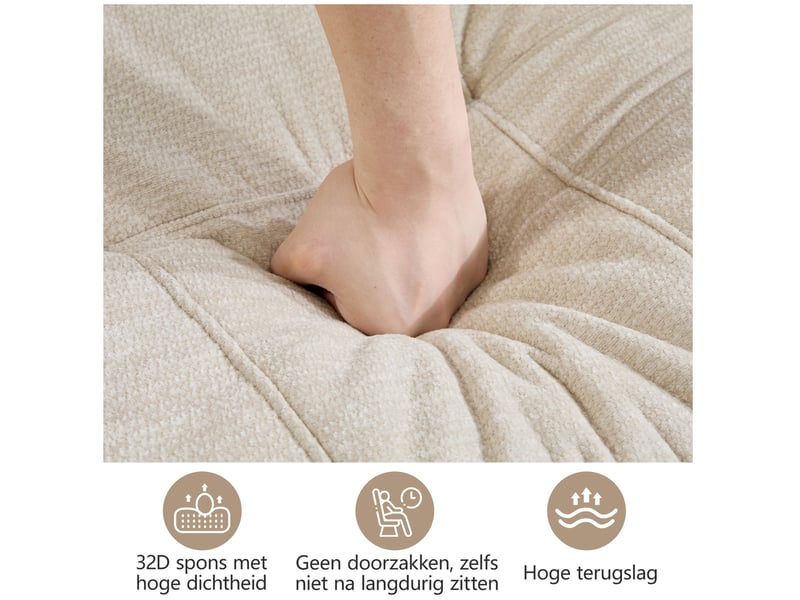  Canapé modulable en u 3 places sans cadre avec 2 ottomans, en chenille beige  - Conforama D