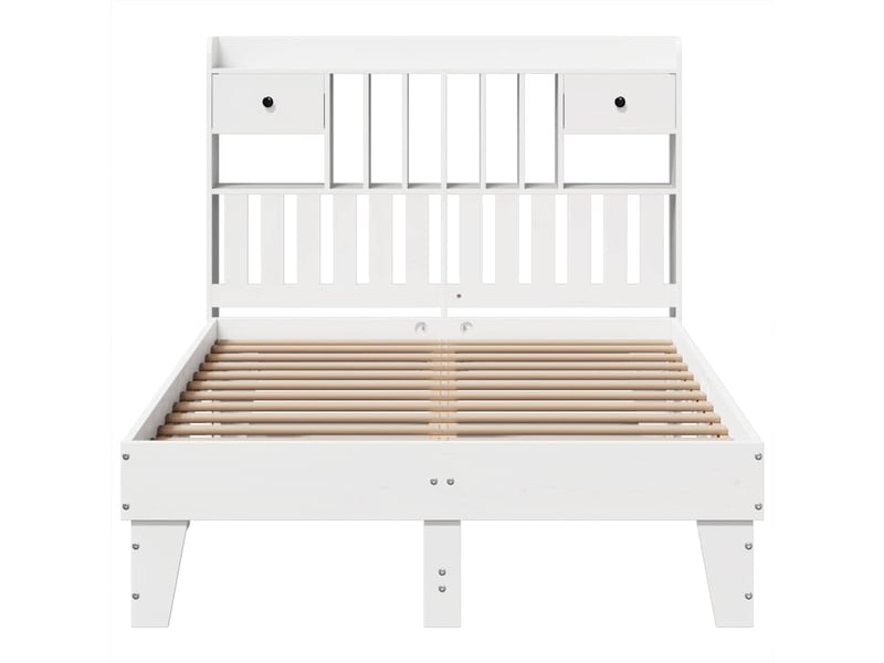  Lit double- lit adulte -  cadre de lit sans matelas blanc 135x190 cm bois de pin massif  - Conforama C