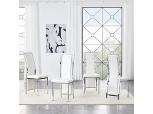 Chaises de salle à manger lot de 4 à dossier haut ergonomique  - cadre métal, pu blanc et argenté, 109 cm