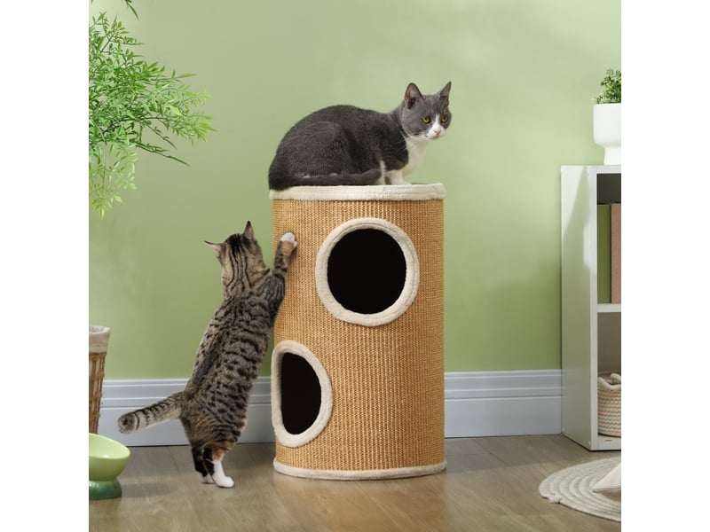  Tour cylindrique 35x60 cm double niveau marron beige  - Conforama B