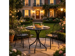 Table bistrot de jardin ronde ø66 cm – noir – acier galvanisé, plateau rainuré et pieds anti-rayures