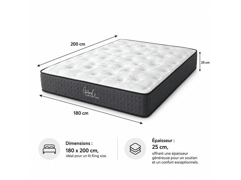  Matelas meridien à ressorts ensachés 180x200 cm épaisseur 25 cm  - Conforama C