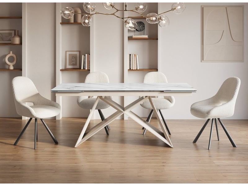 Table à manger extensible plateau céramique blanc 10 personnes 160-240 cm gabriel ROME-BEI-BLA - Conforama D