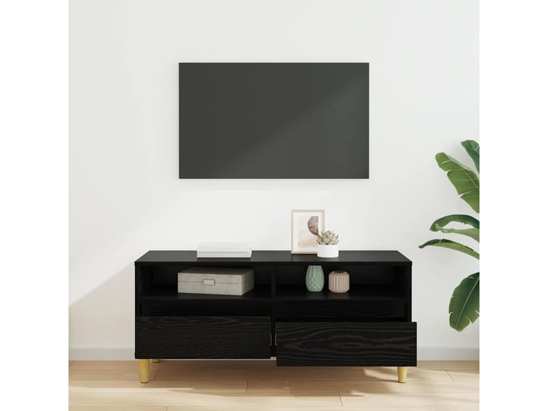  Meuble tv - banc tv - meuble de rangement 100 x 34,5 x 44,5 cm chêne noir bois d'ingénierie  - Conforama D