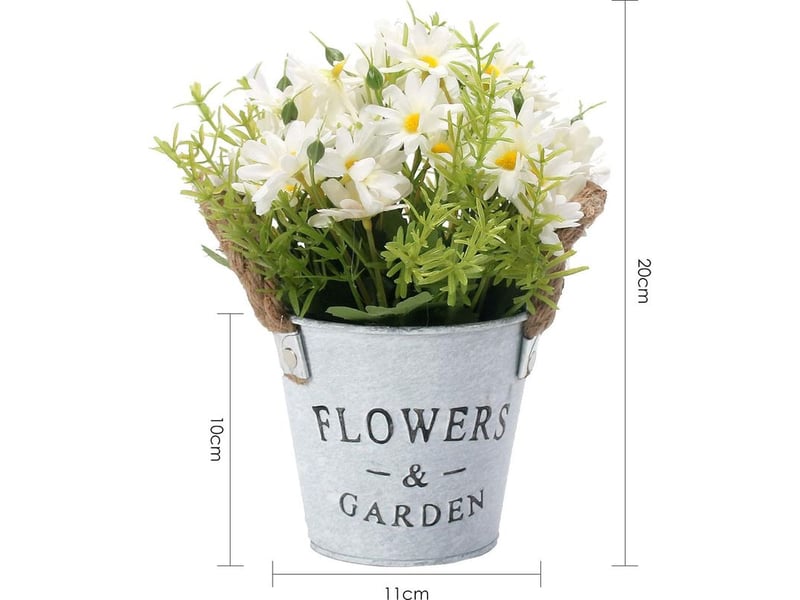  Fleurs artificiels interieur 1 pcs, fleurs artificielles avec pot en métal artificielle plante decoration pour mariage extérieur bureau table jardin nouveau cadeau de maison, marguerite(rose r  - Conforama B