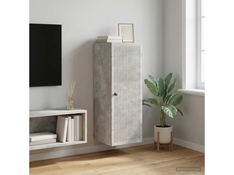  Armoire murale salon gris béton 33x34,5x90cm bois d'ingénierie shl2883  - Conforama B