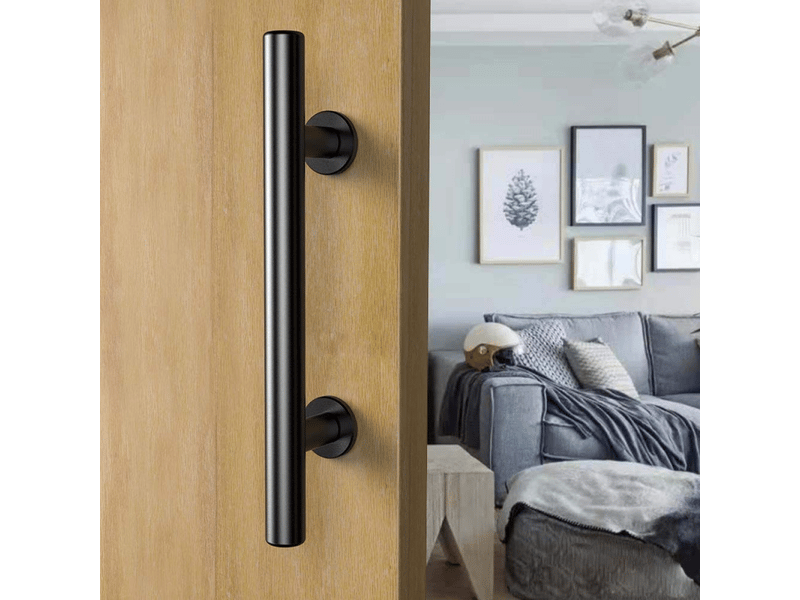  Poignée de porte coulissante rétro noire en aluminium, jeu de poignées à tirer et à encastrer pour porte coulissante en bois, 30 cm  - Conforama D