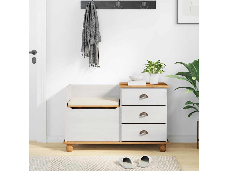  Banc chambre, banc de rangement avec tiroir askim blanc 100x39x62 cm  - Conforama D