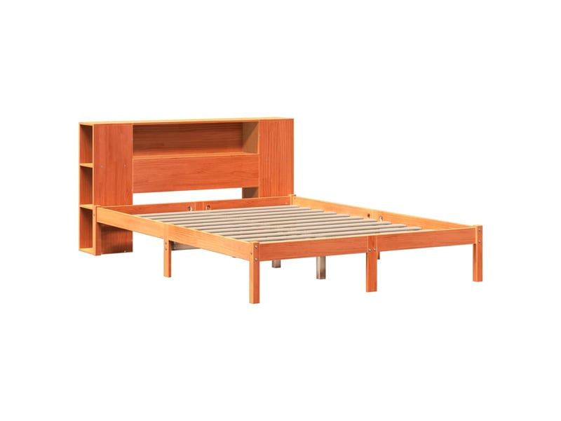  Lit double- lit adulte -  lit bibliothèque sans matelas  marron 135x190 cm pin massif  - Conforama B