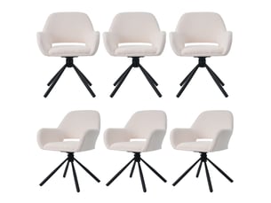 Lot de 6 chaises de salle à manger pivotantes,60x60x80 cm,tissu sherpa,blanc