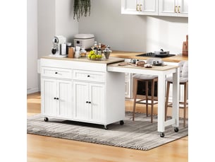 Îlot de cuisine - truxen8 - blanc+naturel - plan extensible - mobile - mdf