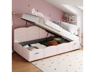 Lit avec rangement 90x200 cm <strong>CHICFURN</strong>  <strong></strong> coloris rose