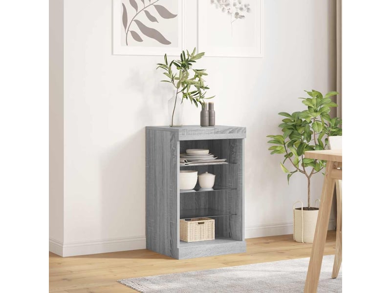  Buffet - bahut - meuble de rangement avec lumières led sonoma gris 41x37x67 cm  - Conforama B