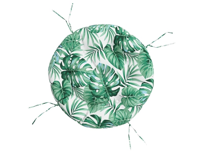  Coussin rond, coussin d'assise à motif de feuilles ø 60 x11 cm tissu oxford cf56598  - Conforama A