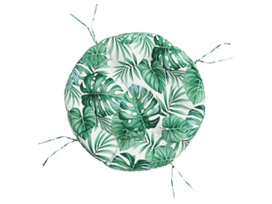 Coussin rond, coussin d'assise à motif de feuilles ø 60 x11 cm tissu oxford cf56598