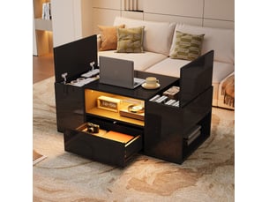 Table basse 100x50x40 cm led panneau de particules noir