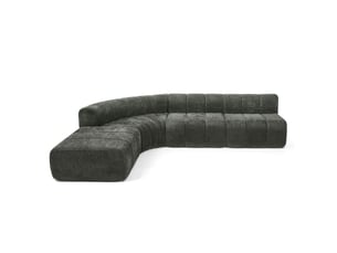Canapé d'angle compressé gauche fixe <strong>STILVORA</strong> <strong></strong> 4 places Tissu Noir