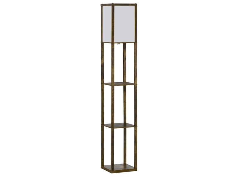  Lampadaire avec rangements 26x26x160 cm e27 bois brun rustique  - Conforama B