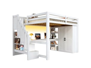 Lit mezzanine 140x200 cm <strong></strong> <strong></strong> coloris blanc