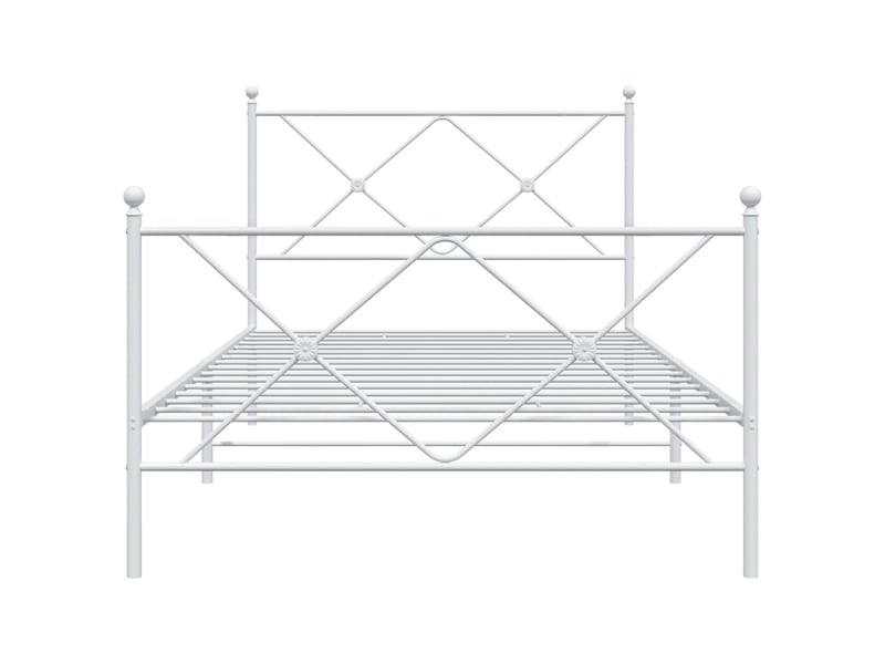  Lit simple- lit adulte -  cadre de lit métal sans matelas et pied de lit blanc 100x200 cm  - Conforama C