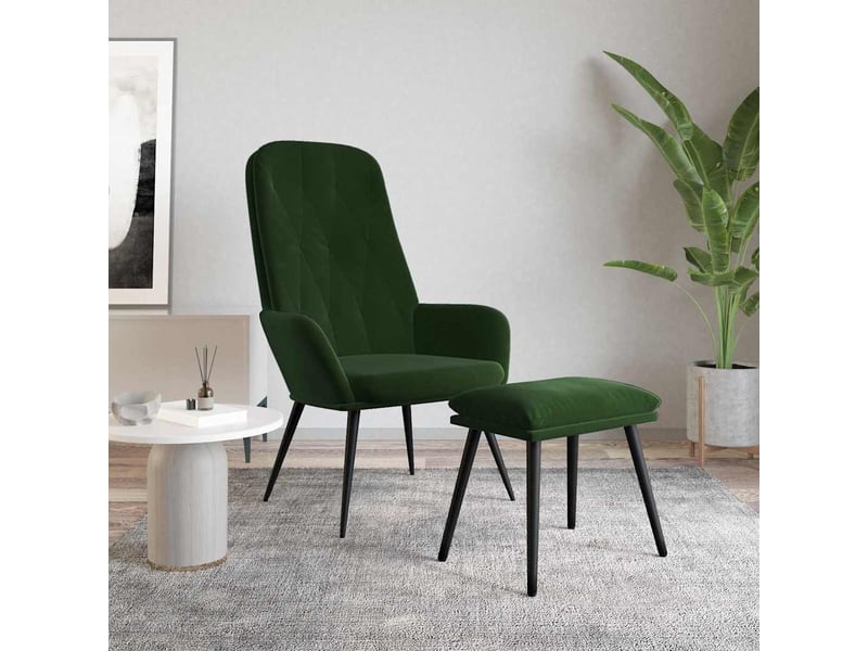  Vidaxl chaise de relaxation avec repose-pied vert foncé velours  - Conforama B