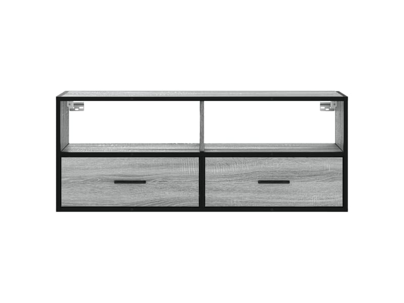  Meuble tv - banc tv - meuble de rangement sonoma gris 100x31x39,5 cm bois d'ingénierie et métal  - Conforama D