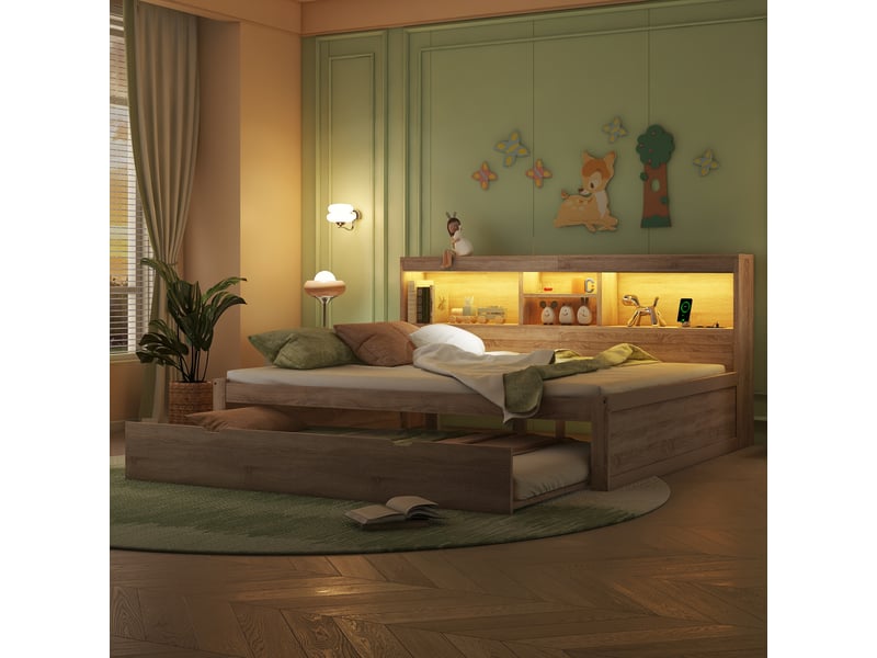  Lit convertible en panneaux de particules naturel 140x200 cm  - Conforama B