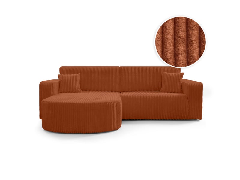  Kiara - canapé d'angle compact réversible et convertible 4 places en velours côtelé épais  - Conforama A