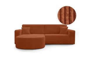 Canapé d'angle réversible convertible LOUNGITUDE KIARA 4 places Velours côtelé Terracotta